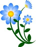 graphic blue flowers on the white background