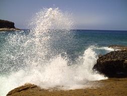 Waves in the ocean near the coast