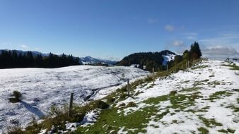 sÃ¤ntis mountain at snowy fields, switzerland, AllgÃ¤u