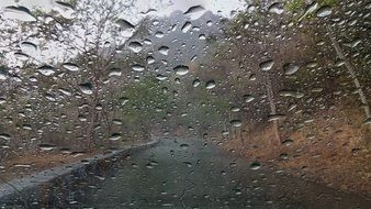 raindrops on a window in india