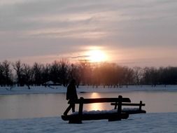 peaceful evening on the winter lake