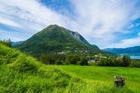 green mountain field norway landscape