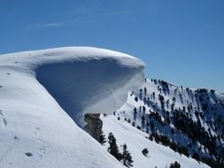 snow cornice at mountain landscape