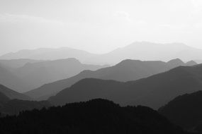 black and white mountain landscape in the countryside