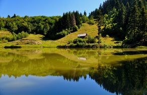 Green hills near the lake