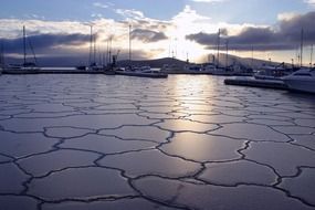 ships and boats in the harbor in Alaska