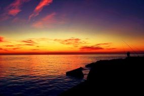 rainbow sunset on the coast of Barcelona