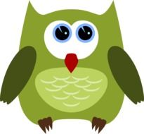 Drawing of cute green owl