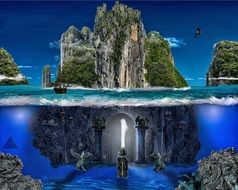 photoshoped underwater as a colorful fantasy