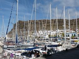 Ships in the port on the coast of spain