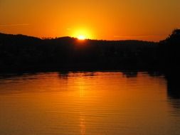 Golden sunset over the lake