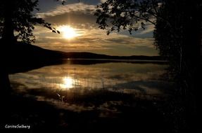 A lake in the evening sun