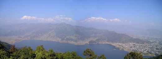 Phewa lake viewed from the mountains