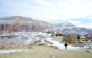 Settlement in the snow-capped mountains