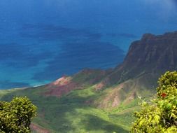 panoramic view of the pacific ocean coast in hawaii