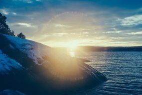 Sunset over a lake in Norway