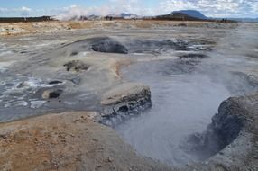 Icelandic volcano with hot spring