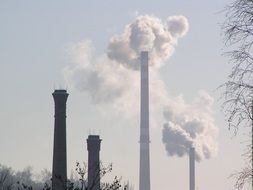 factory chimneys in the natural environment