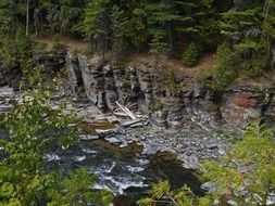 panoramic view of the riverbed among the rocks