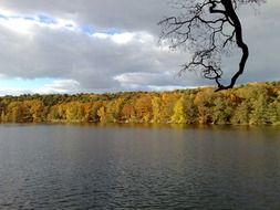 cloudy sky over the lake in autumn