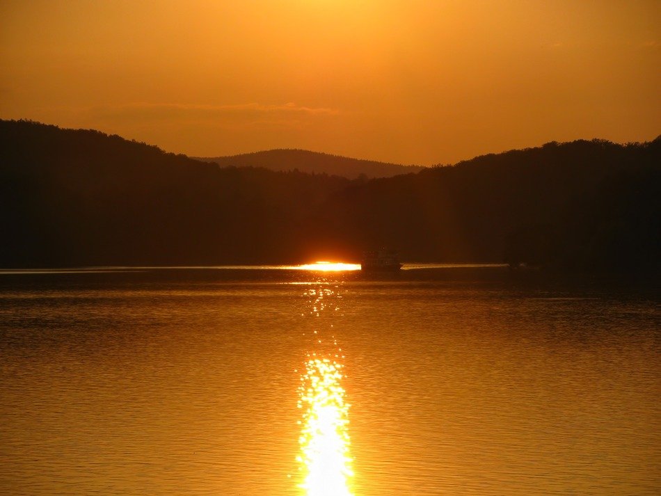 orange sunset over the lake
