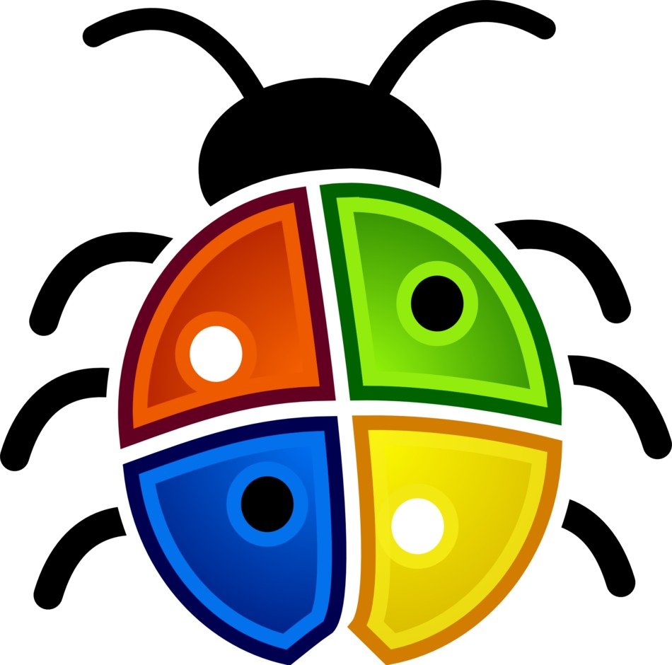 a bug animal painted in the colors of the Microsoft company logo