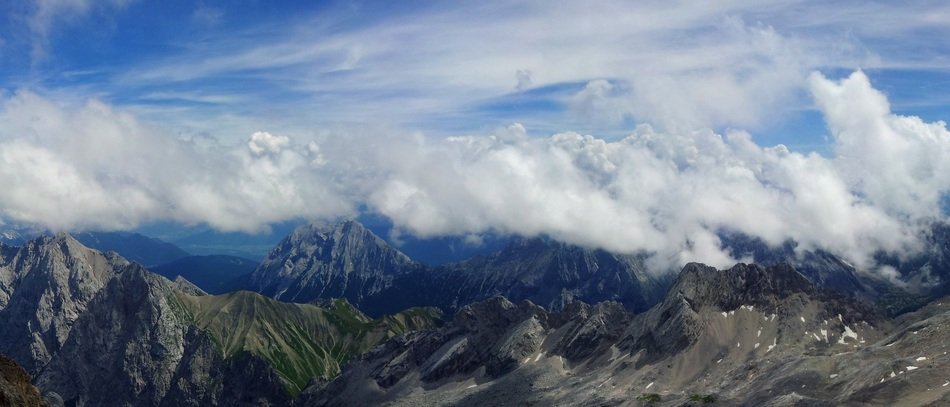 clouds above zugspitze - the highest point in Germany