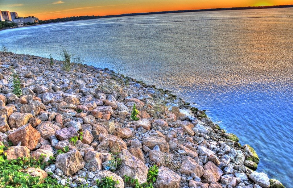 Landscape of rocky lakeshore