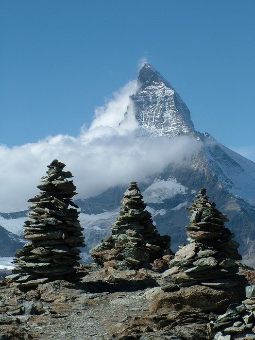 views of the Matterhorn mountain in the haze