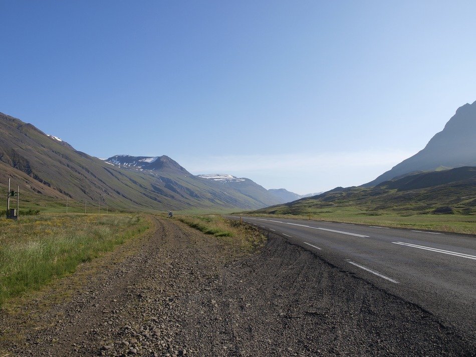 panorama of the highway along the mountains in Iceland