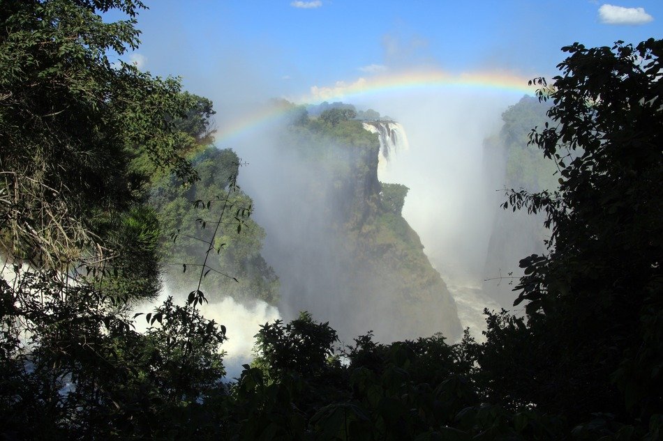 beautiful waterfall and rainbow in Zimbabwe