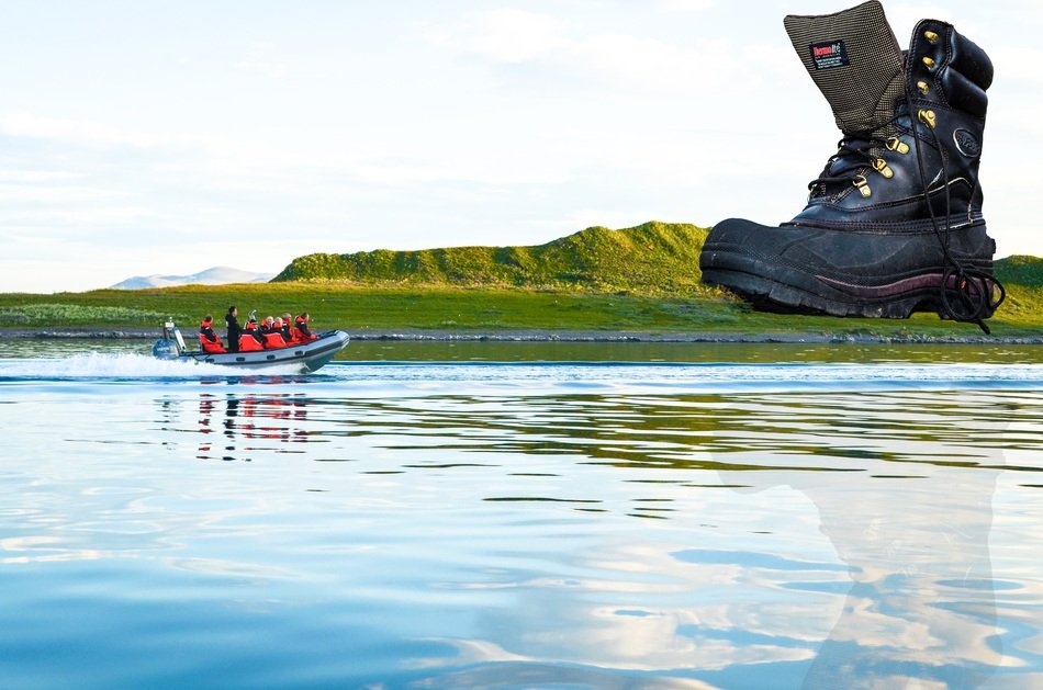 mountain boot on the beach