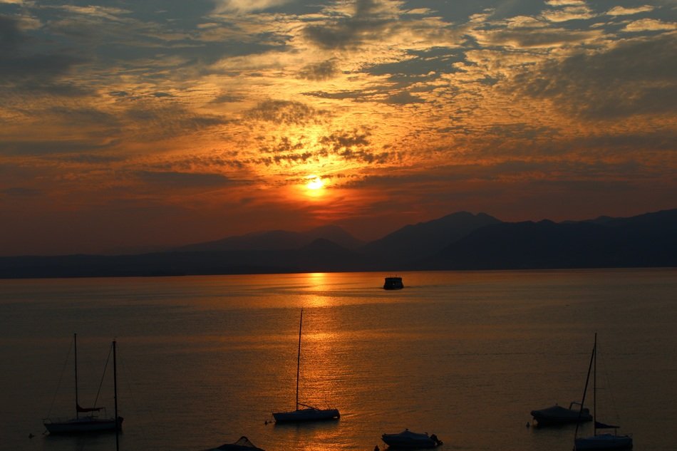 landscape of Sunset in Garda in the evening