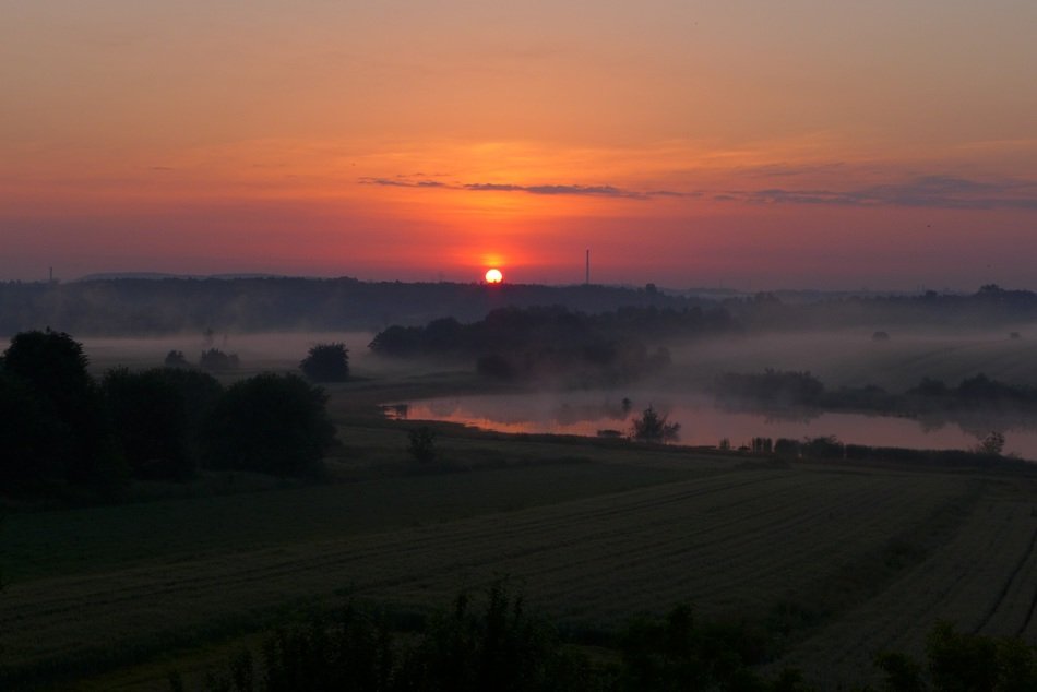 scarlet sunrise over Silesia