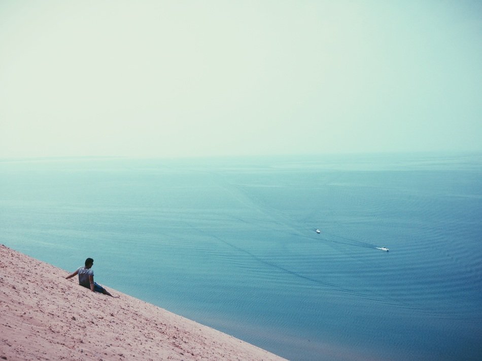 Sitting on the coast