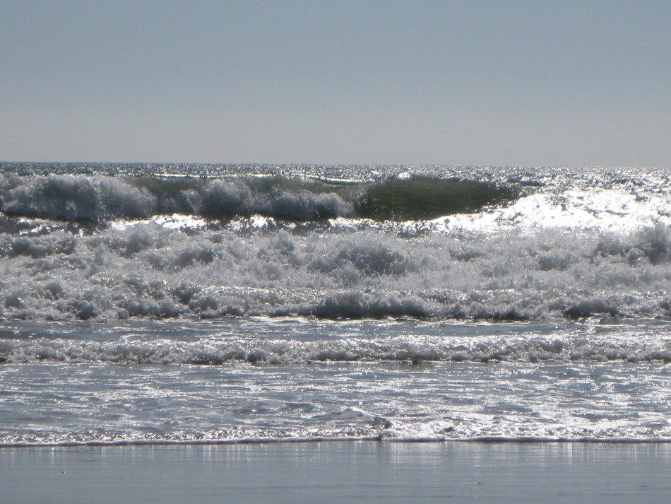 big and powerful waves on the ocean beach