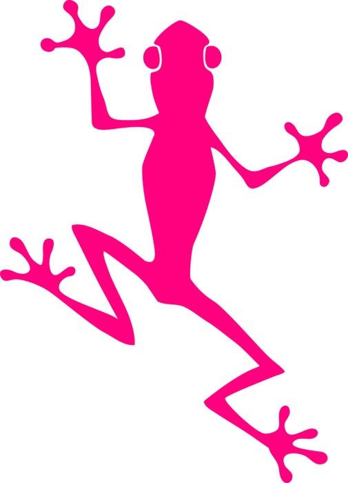 clipart of pink silhouette of a frog on a white background