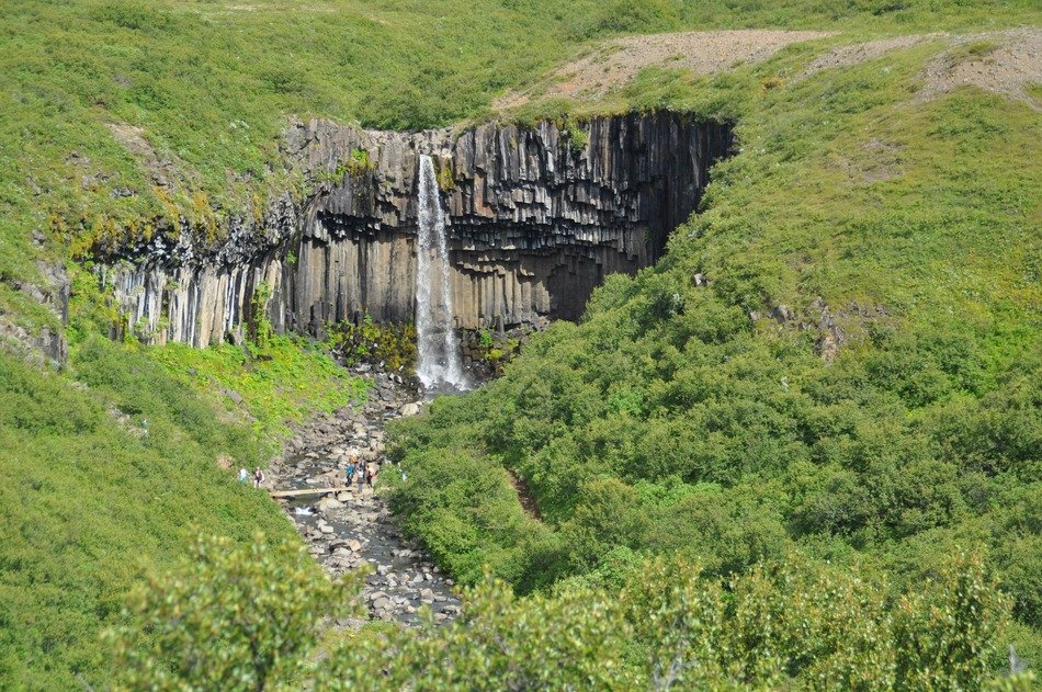 Beautiful colorful landscape with the waterfall in Iceland