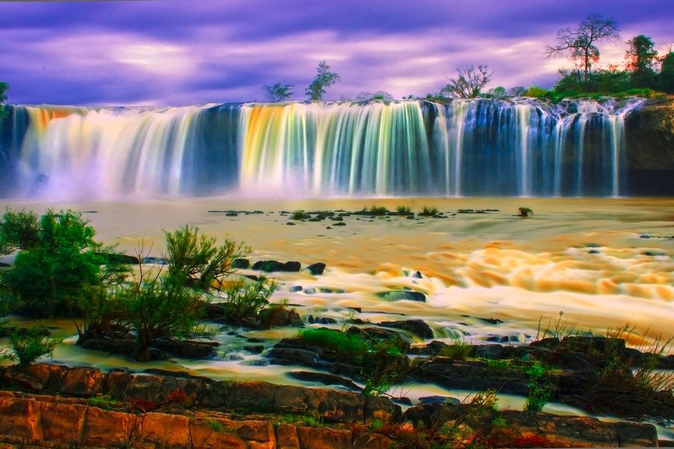 Picturesque colorful waterfall