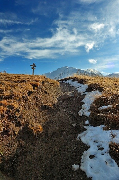remnants of snow in the mountains