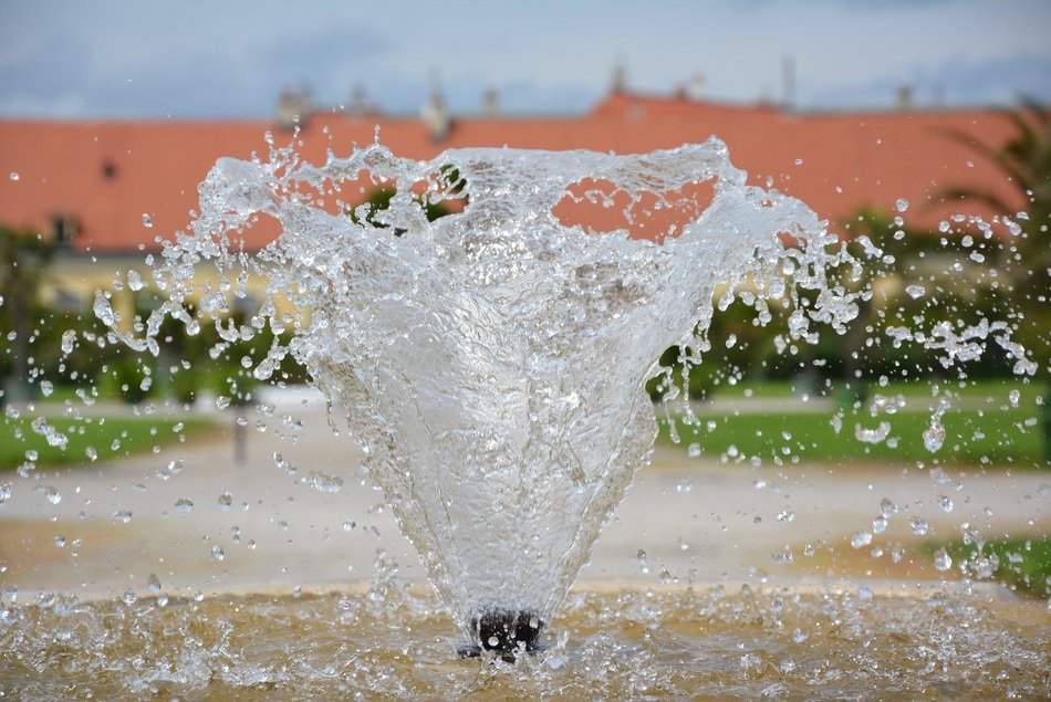 landscape of city fountain in movement