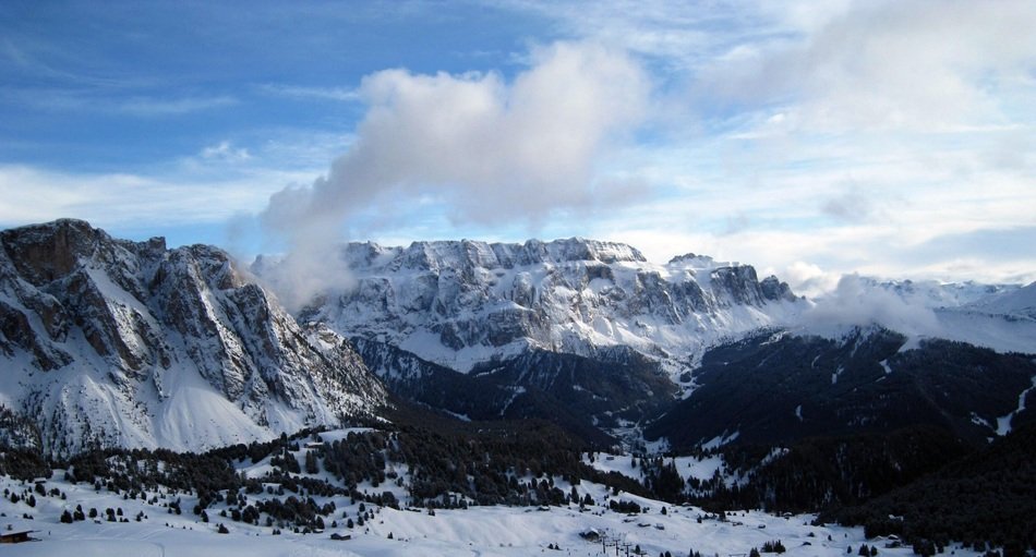 Panorama of the snowy alpine