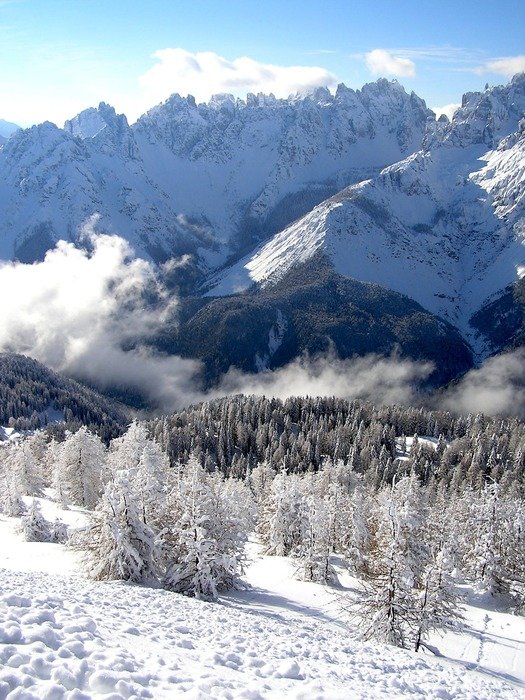 picturesque winter day in the mountains