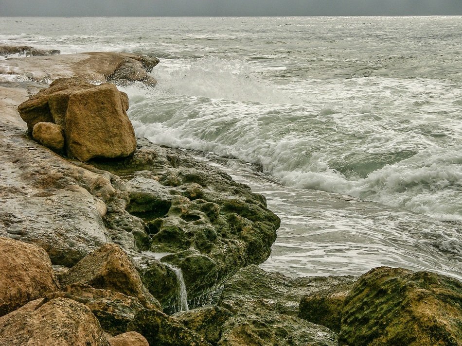 rocky surf of the mediterranean