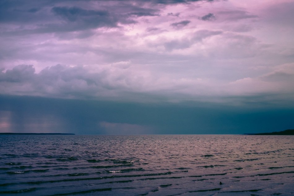 storm on the horizon of the ocean