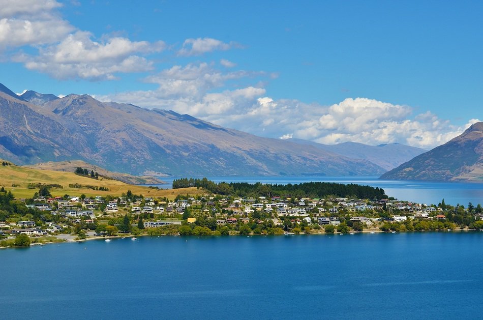 small village by the lake in New Zealand