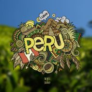 Peru hand lettering and doodles elements background