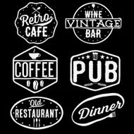 set of vintage cafe pub wine bar and restaurant emblems N2