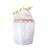 Watercolor cupcake vector art N2