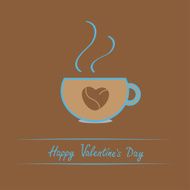 Teacup with coffee seeds heart Happy Valentines Day card